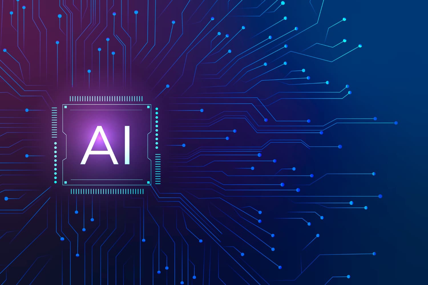 AI illustration showing a digital circuit board around an AI processor